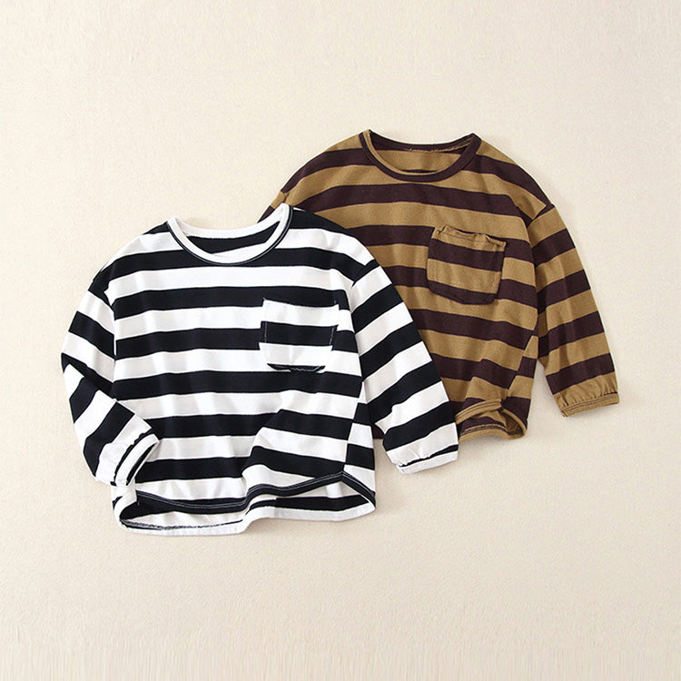 long-sleeved T-shirt striped in two different colors