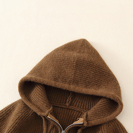 Brown long sleeve jacket with hood