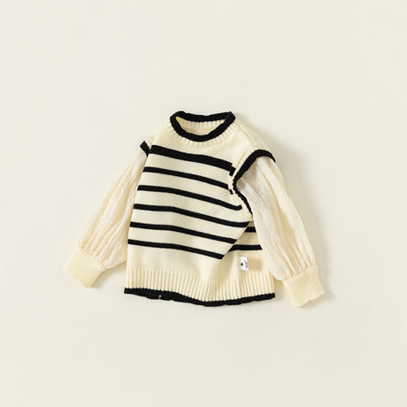 winter long-sleeved pullover, black striped