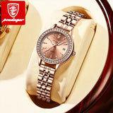 Women's watch with rose gold-tone stainless steel case and water resistance