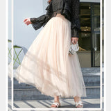 Solid color long tulle skirt