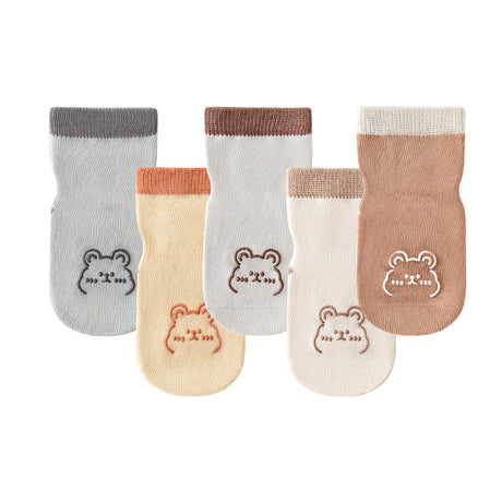 A pair of baby socks with non-slip design in a cute design