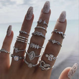 A set of beautiful women's rings in silver color
