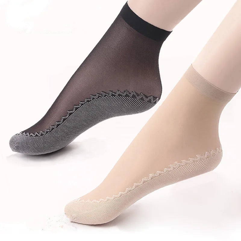 A pair of semi-transparent women's stockings