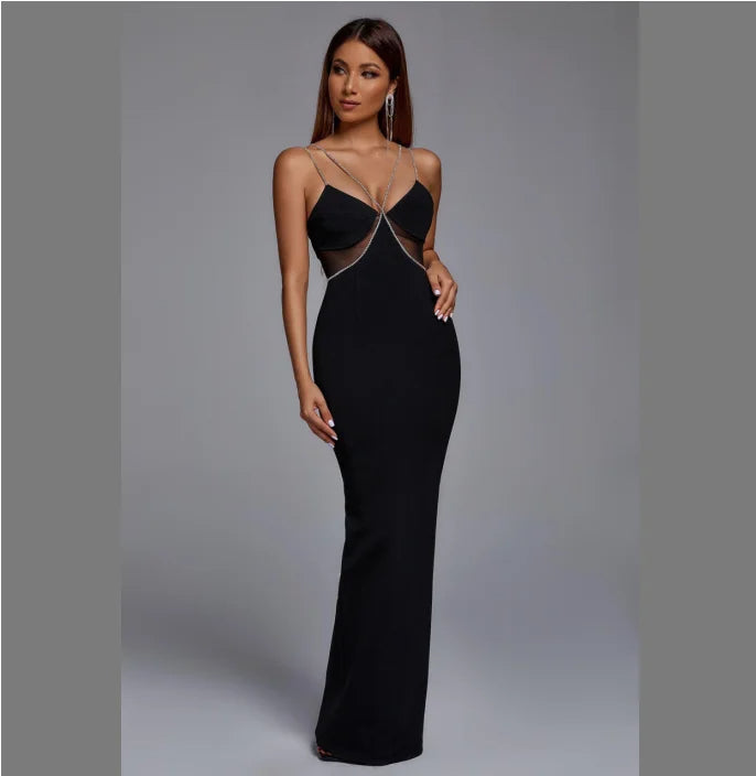 Women's evening dress with crystal embellishment