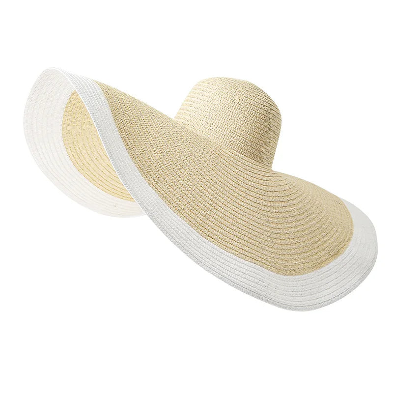 Summer straw hat with large floppy brims