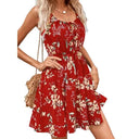Women's light and short sleeveless dress with floral prints