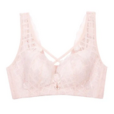 All-over lace bra with wide shoulder strap and front yoke