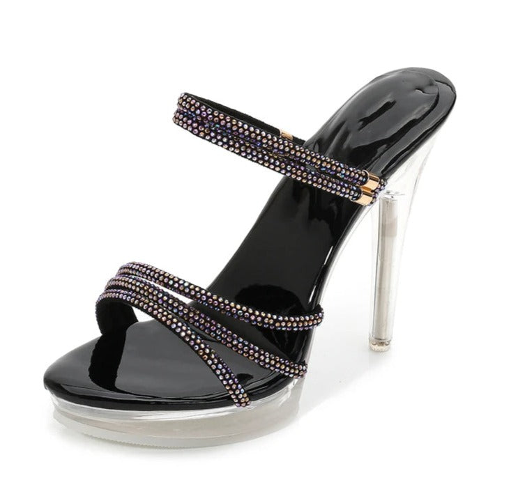 High heels for special occasions with a shiny strap for special occasions and weddings