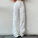 High waist cargo pants with side flap pocket