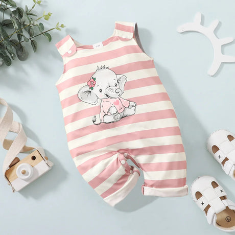 Sleeveless baby bodysuit with elephant print