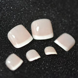 White French design artificial toenails, 24 pieces