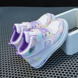 Sneakers for girls in mixed colors with lace and adhesive
