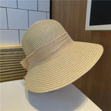 Flexible straw summer hat with ribbon