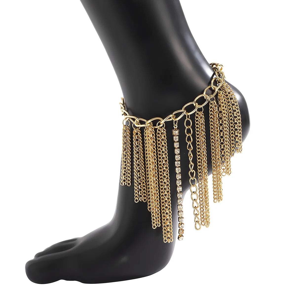 Elegant anklet with long dangling chains
