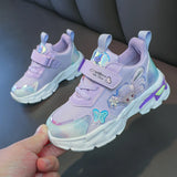 Girls' casual sports sneakers with shiny borders and luminous stickers, with front lace and adhesive.