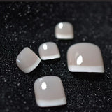 White French design artificial toenails, 24 pieces