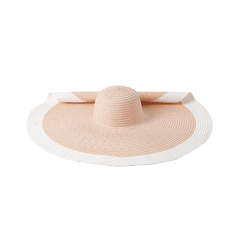 Summer straw hat with large floppy brims