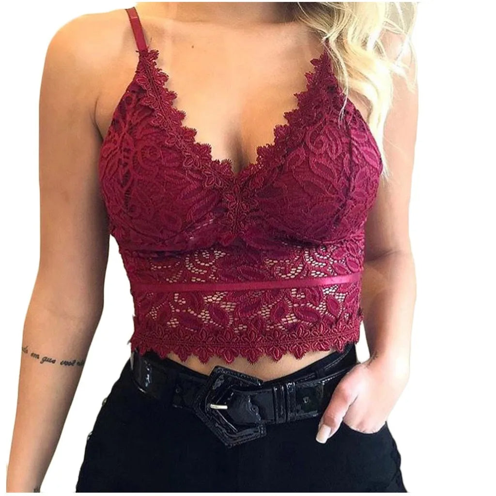 Lace bra with adjustable shoulder straps