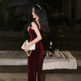 Long knitted velor dress with sweetheart neckline
