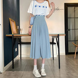 Long solid color cloche skirt with pleated top