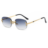 Fashionable classic women's rimless sunglasses with gold clutches