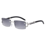 Rimless sunglasses with rectangular lenses and a luxurious design