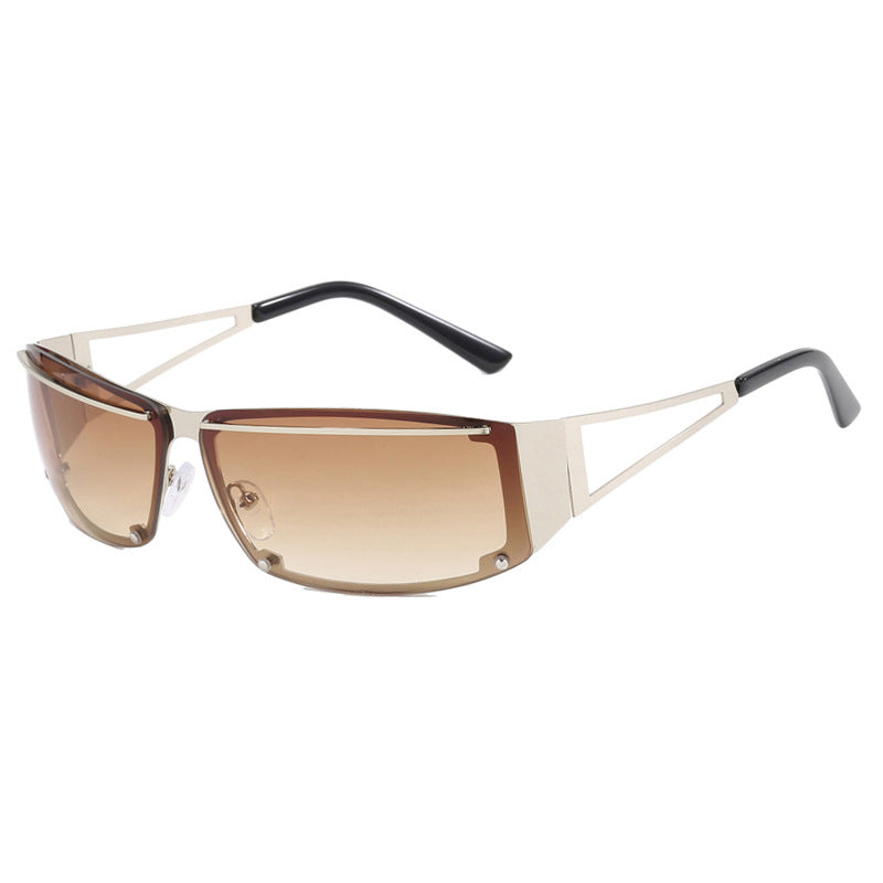 Metal sunglasses with a strange and modern frame