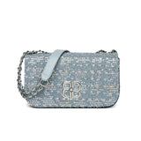 Sequin evening handbag with logo and elegant shoulder chain