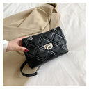 Crossbody bag in checkered leather with an elegant button closure and a silver colored shoulder chain