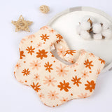 One-piece baby bib made of pure cotton, four layers, with back buttons, in multiple shapes