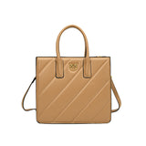 Square crossbody bag in leather with diagonal stitching and a small gold logo