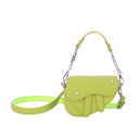 Small triangle saddle leather crossbody bag in solid color