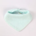 One-piece baby bib made of pure cotton, in the shape of a triangle, in four layers, with buttons at the back, in multiple colors