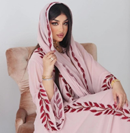 loose galabia with a leaf pattern a scarve