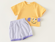 shirt & short summer set with smiley pocket